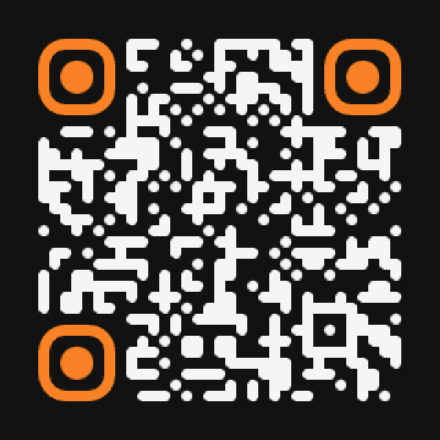 Slide Arts Website Design Dark mode QR with orange accents